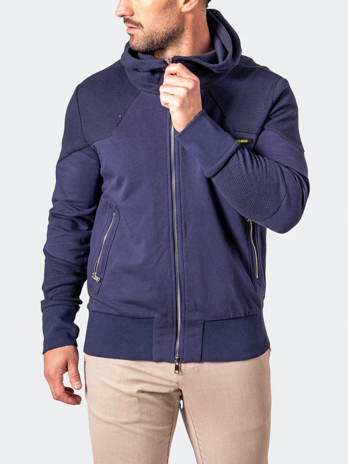 Maceoo Stretch Athletic Wear | Hoodie Indigo Blue