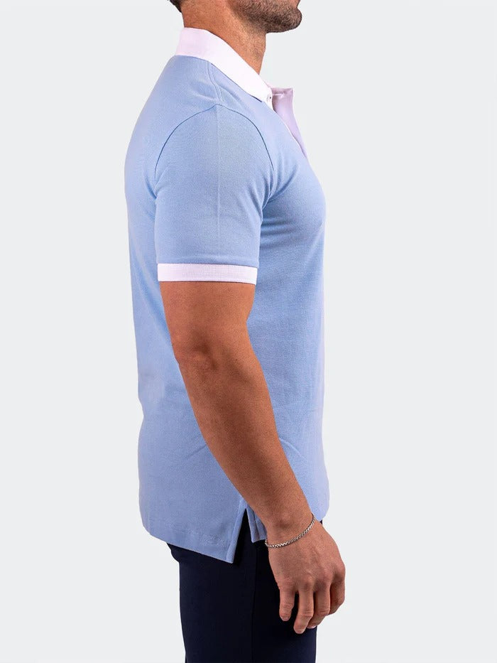 Maceoo Stretch Short-Sleeve Polos | Polo MozartSpeckTip Blue