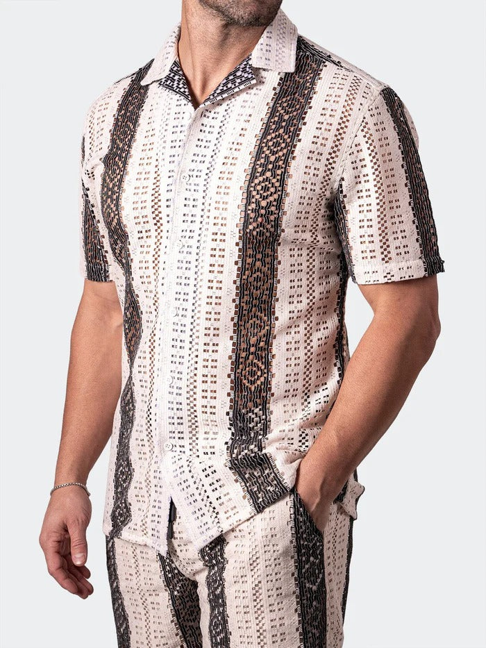 Maceoo Short-Sleeve Shirt | Shirt SS StripesCream White