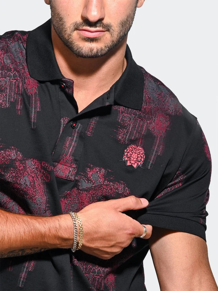 Maceoo Stretch Short-Sleeve Polos | Polo MozartSwirlTip Red