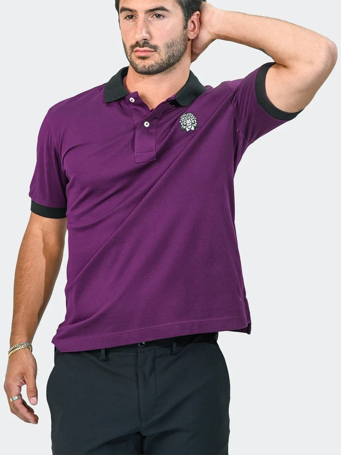 Maceoo Stretch Short-Sleeve Polos | Polo MozartSpeckTip Burgundy