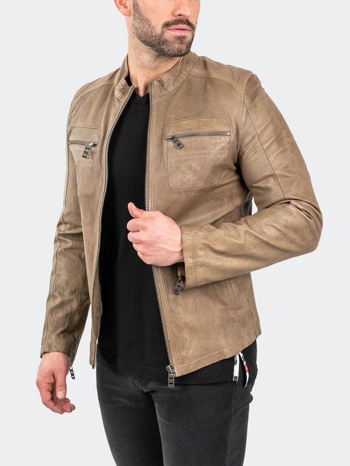 Maceoo Jacket | Leather Mocha Brown