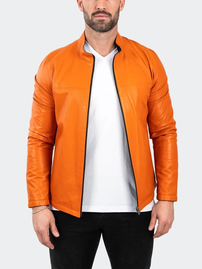 Maceoo Jacket | Leather ReverseBlack Orange