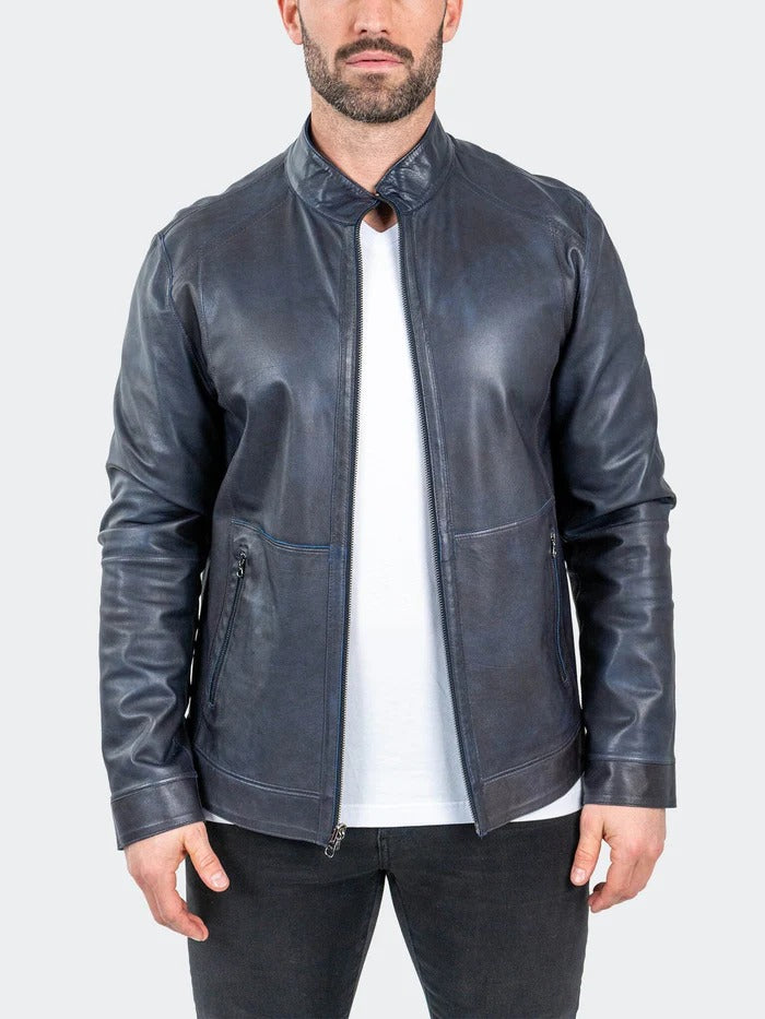Maceoo Jacket | Leather ReverseMidnight Navy