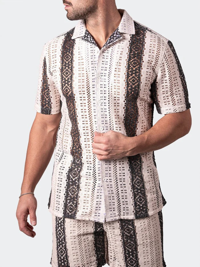 Maceoo Short-Sleeve Shirt | Shirt SS StripesCream White