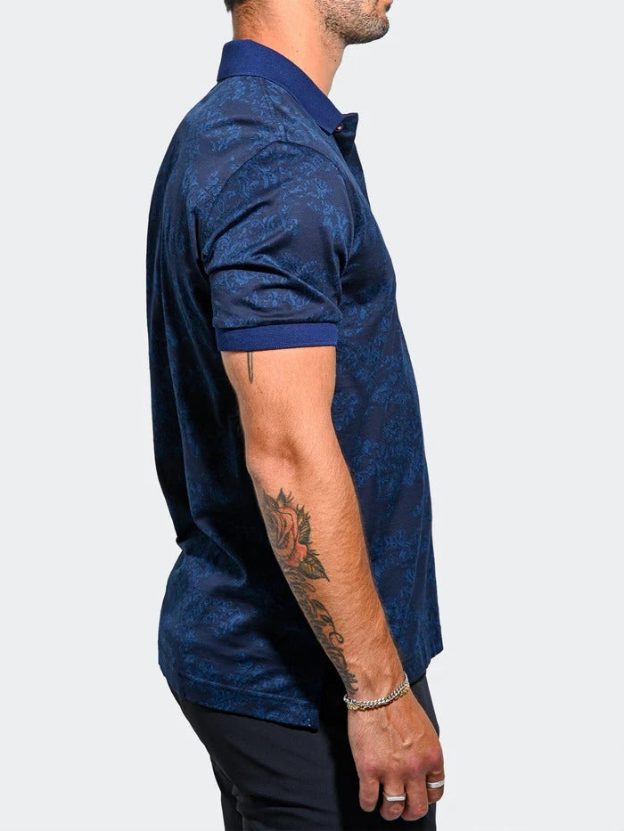 Maceoo Stretch Short-Sleeve Polos | Polo MozartSwirlTip Blue