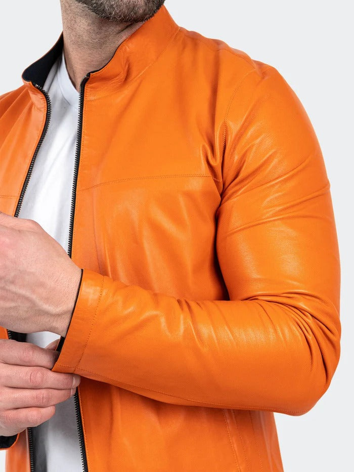 Maceoo Jacket | Leather ReverseBlack Orange