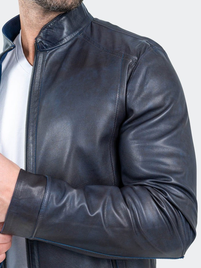 Maceoo Jacket | Leather ReverseMidnight Navy