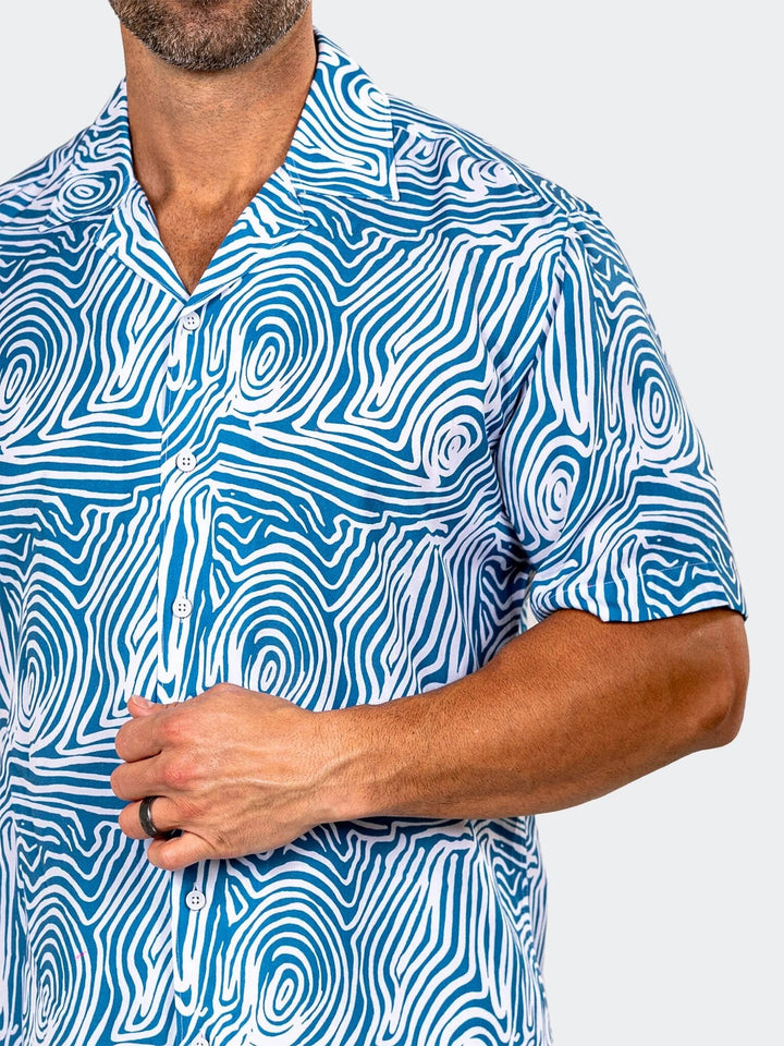 Maceoo Stretch Short-Sleeve Shirt | Apachi Marthyr Blue Shirt