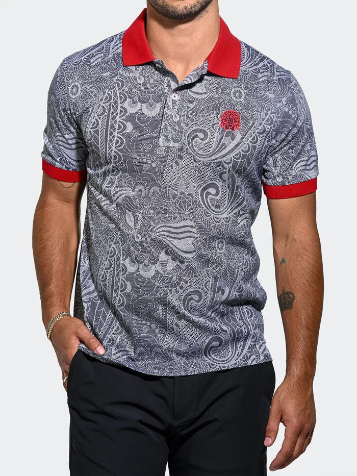 Maceoo Stretch Short-Sleeve Polos | Polo MozartStaticTip Grey
