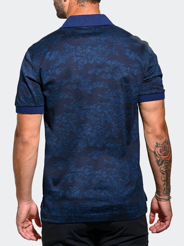 Maceoo Stretch Short-Sleeve Polos | Polo MozartSwirlTip Blue