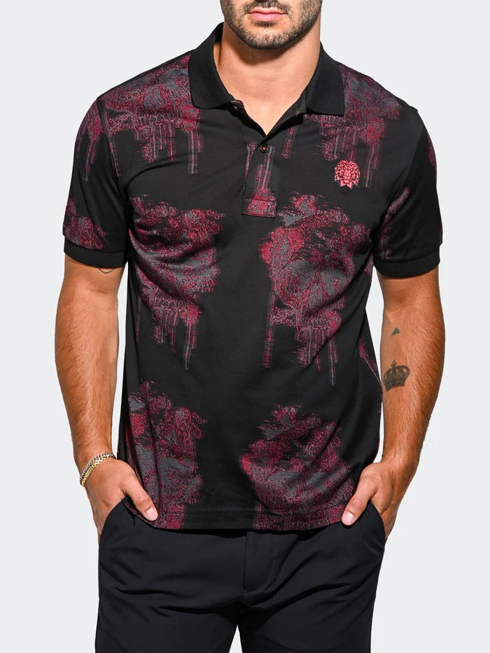 Maceoo Stretch Short-Sleeve Polos | Polo MozartSwirlTip Red