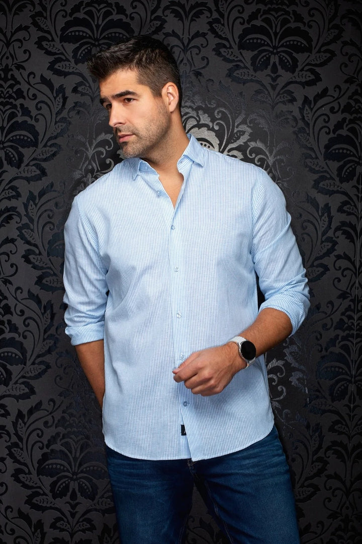 Au Noir Linen Shirt | Bernal Cobalt