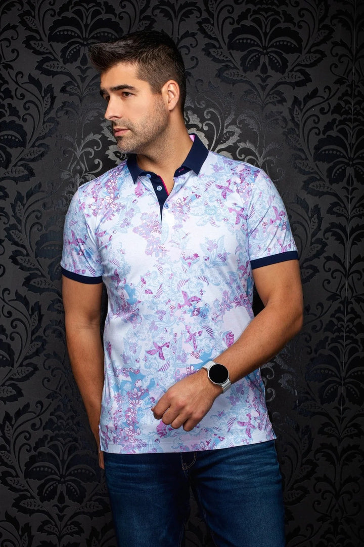 Au Noir Stretch Short-Sleeve Polo | Barossa White Pink