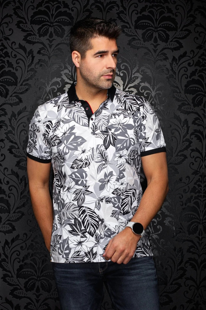 Au Noir Stretch Short-Sleeve Polo | Farol Black