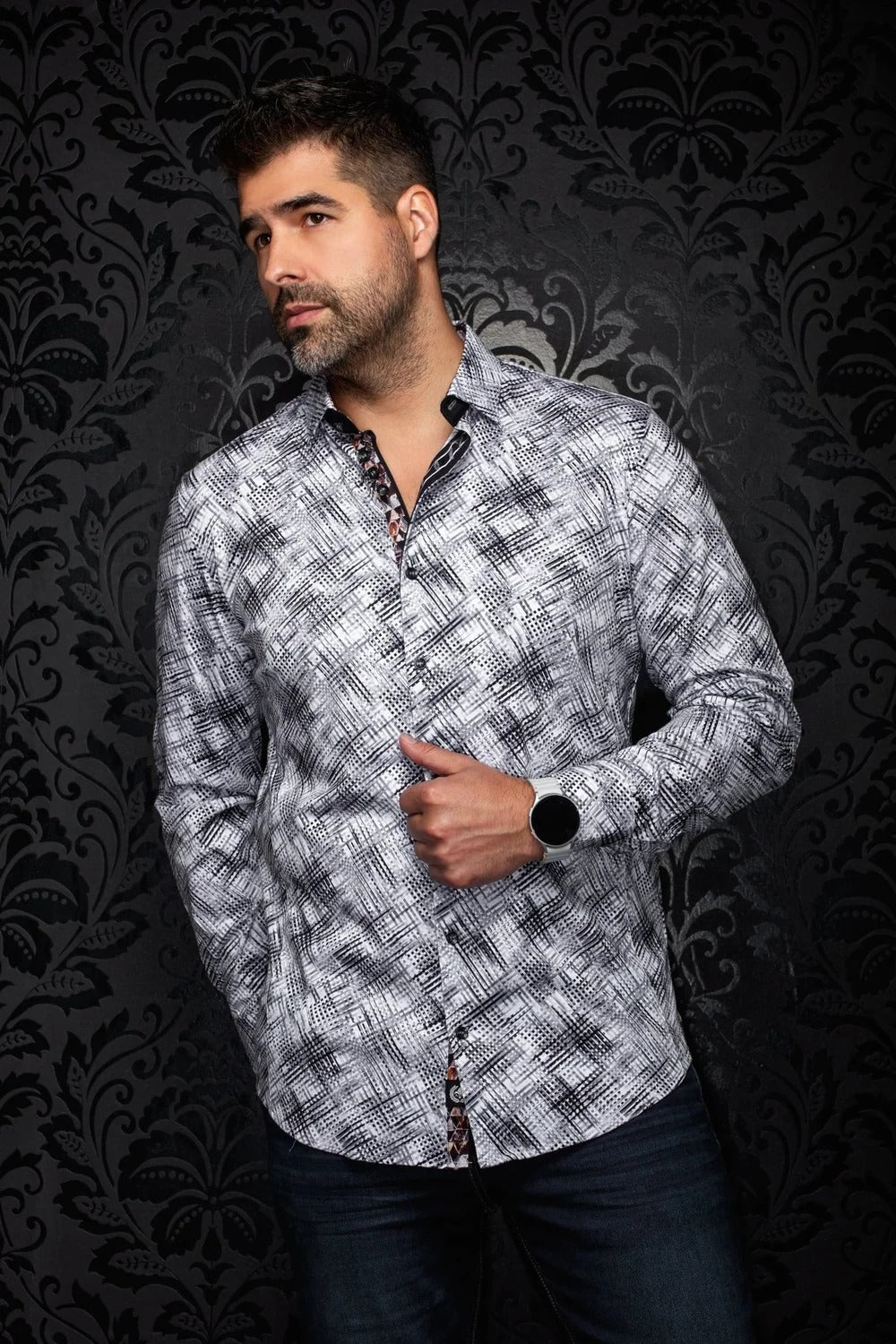 Au Noir Stretch Shirt | Ignis White Gray