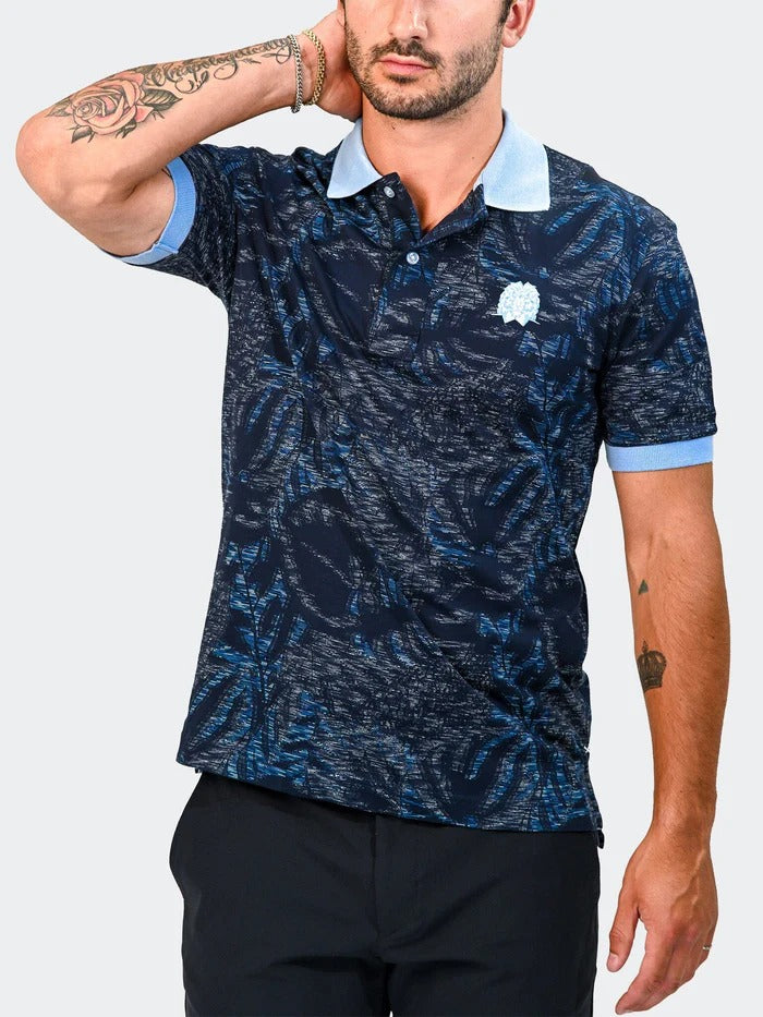 Maceoo Stretch Short-Sleeve Polos | Polo MozartMatrixTip Blue