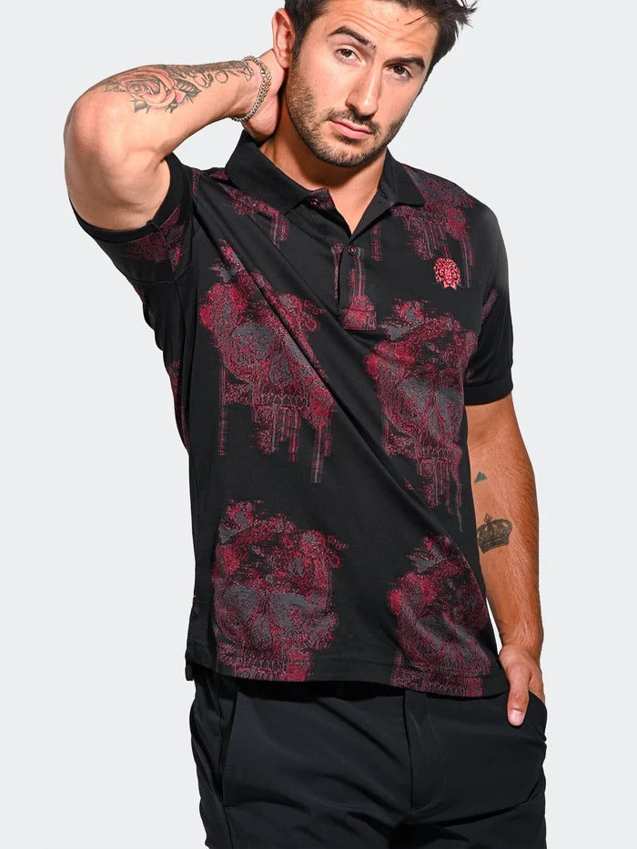 Maceoo Stretch Short-Sleeve Polos | Polo MozartSwirlTip Red