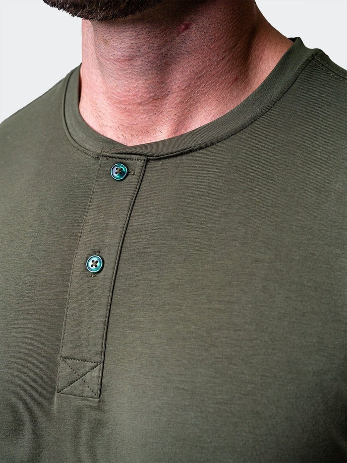 Maceoo Stretch Short-Sleeve Tshirts | Henley Core Green