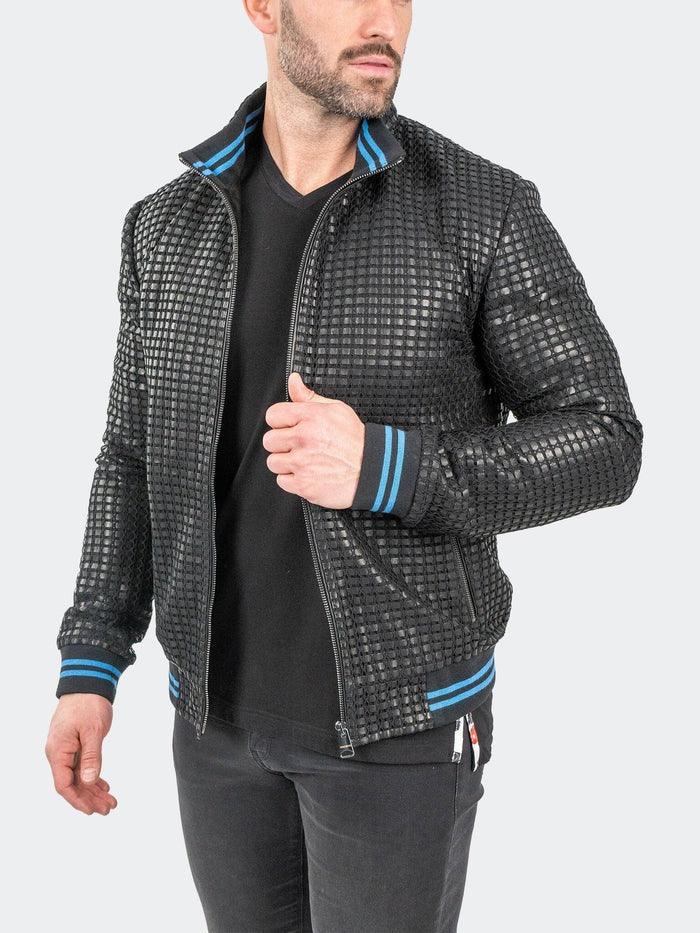 Maceoo Jacket | Leather Geometric Black