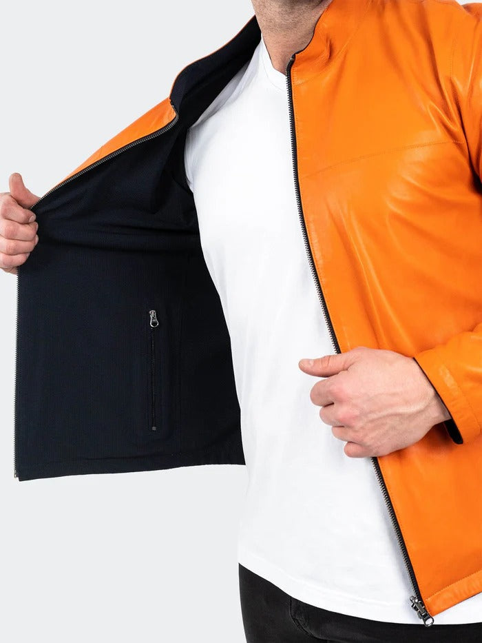 Maceoo Jacket | Leather ReverseBlack Orange