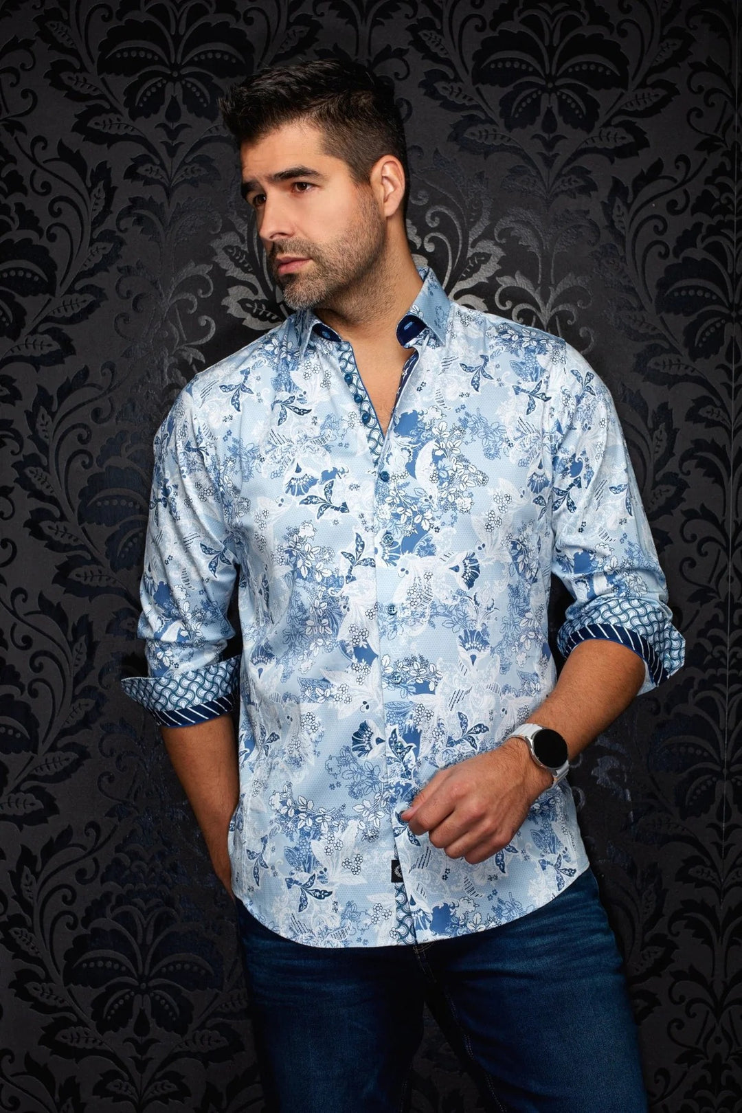 Au Noir Stretch Shirt | Jaipur Light Blue