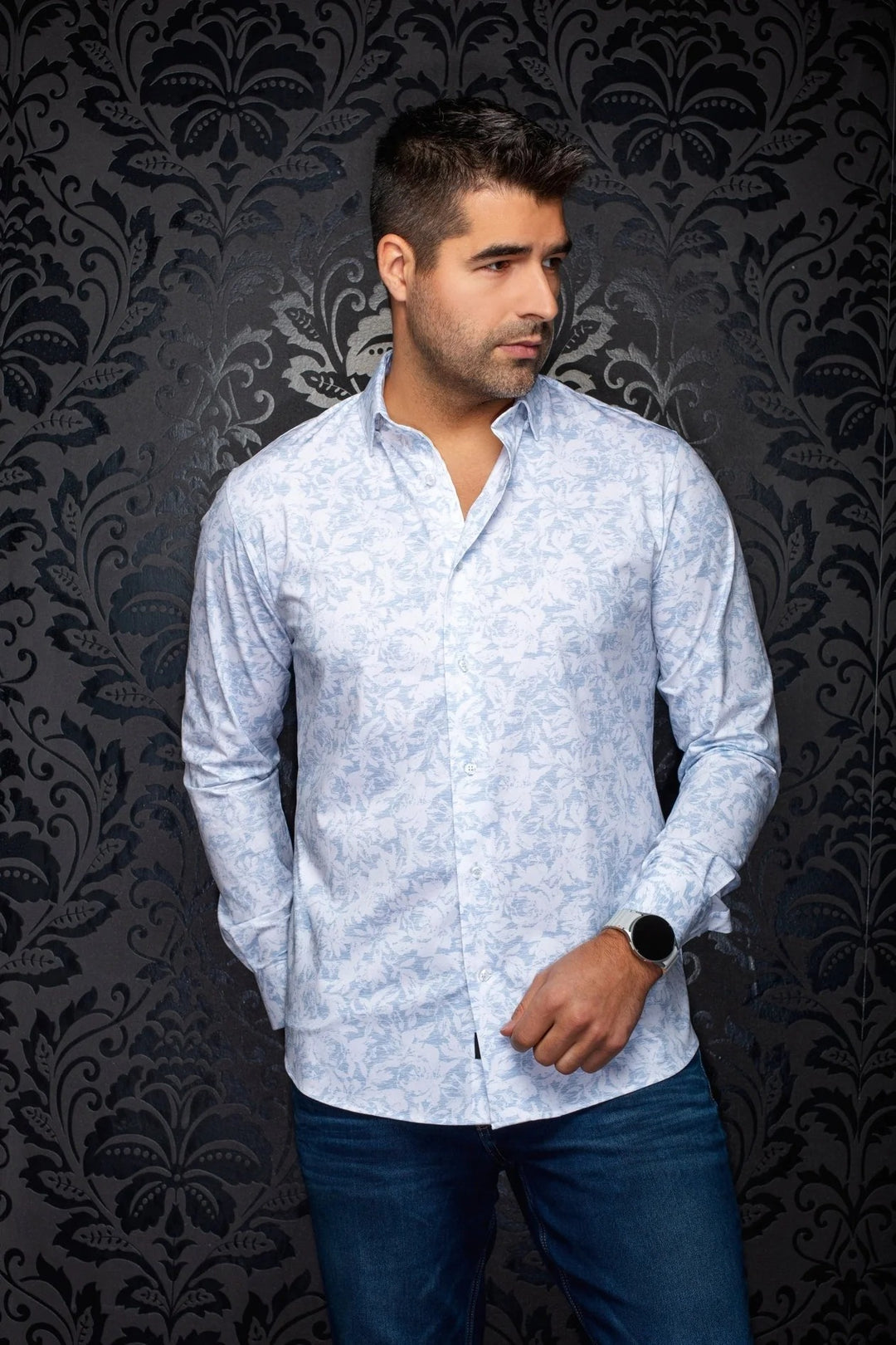 Au Noir Stretch Shirt | Terrell Light Blue