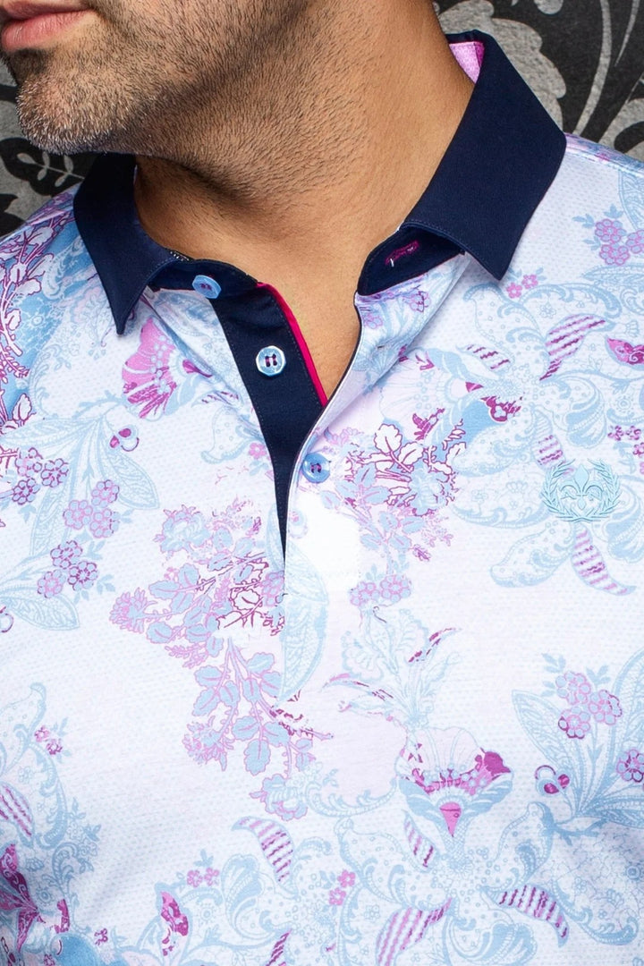 Au Noir Stretch Short-Sleeve Polo | Barossa White Pink