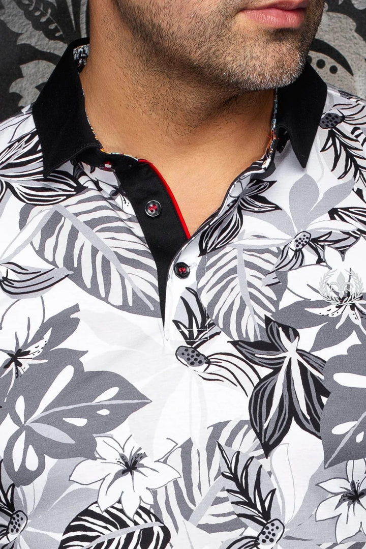 Au Noir Stretch Short-Sleeve Polo | Farol Black