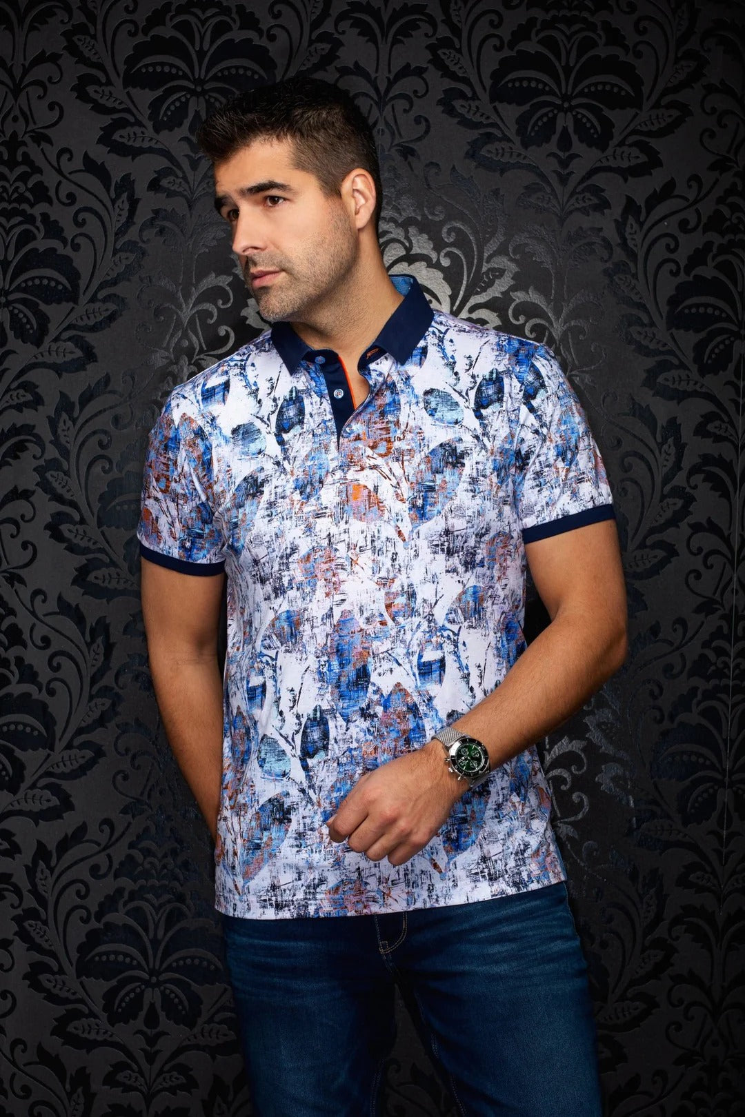 Au Noir Stretch Short-Sleeve Polo | Yucatan White
