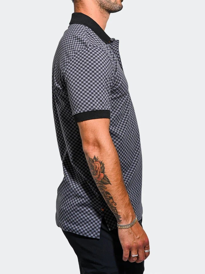Maceoo Stretch Short-Sleeve Polos | Polo MozartSquareTip Grey
