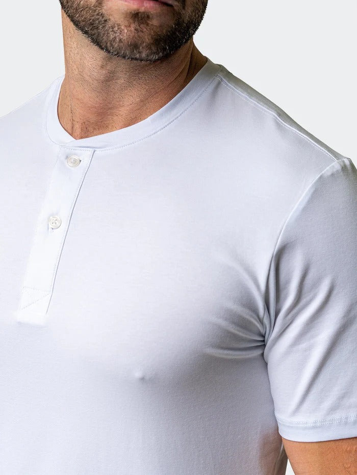 Maceoo Stretch Short-Sleeve Tshirts | Henley Core White