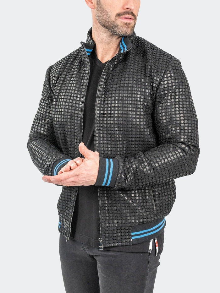 Maceoo Jacket | Leather Geometric Black