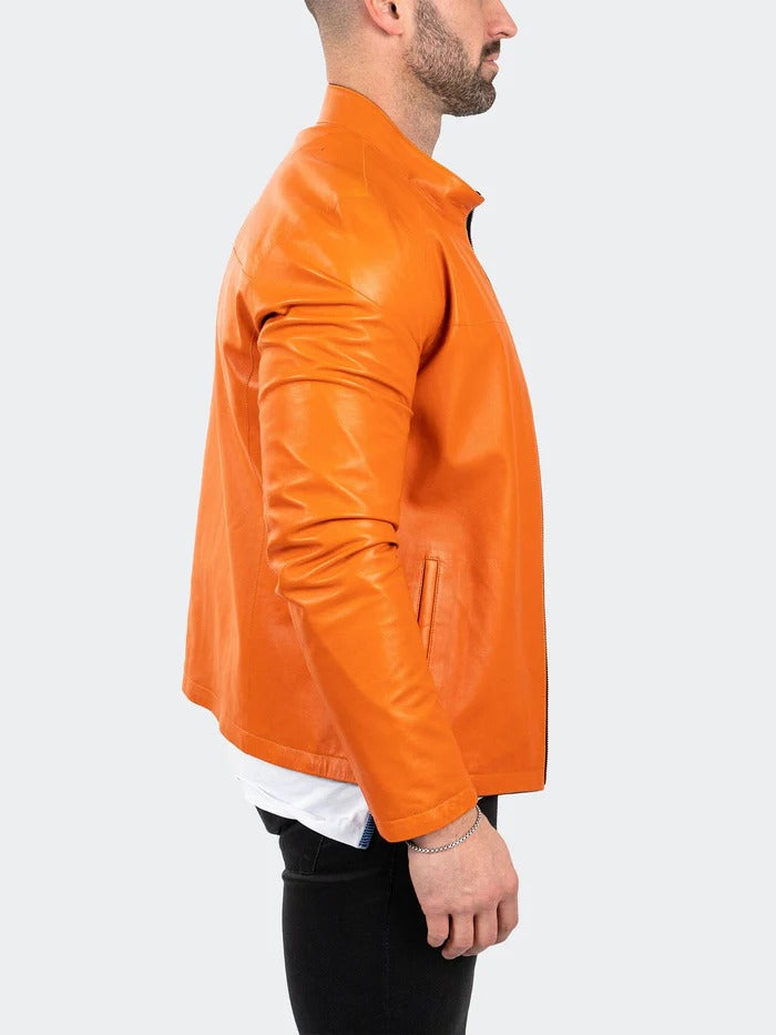 Maceoo Jacket | Leather ReverseBlack Orange