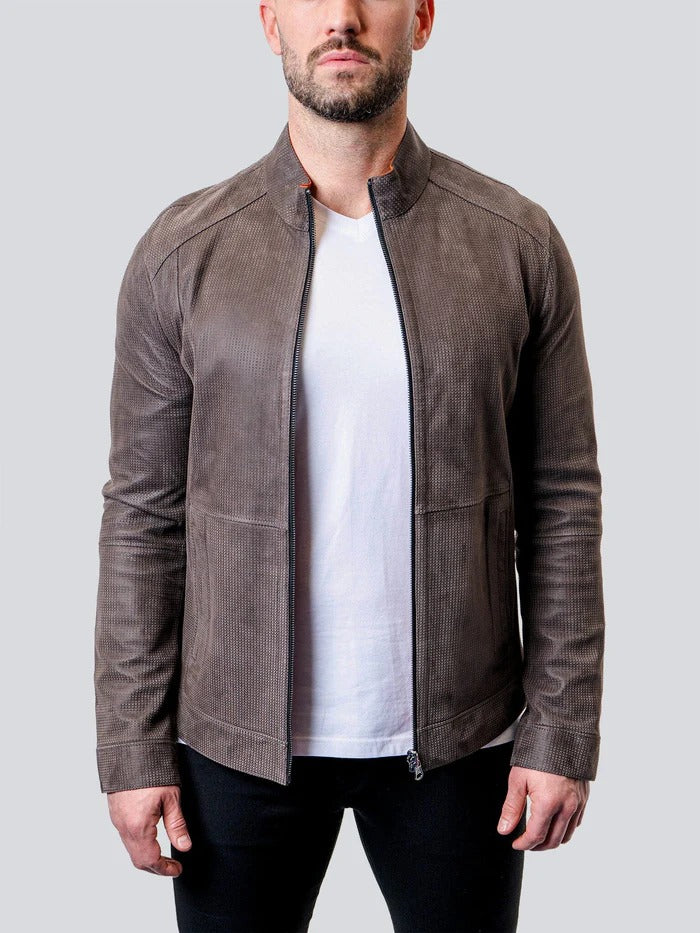 Maceoo Jacket | Leather Suededouble Grey