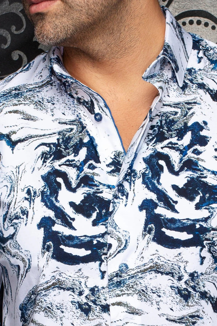 Au Noir Stretch Shirt | Thomas White Blue