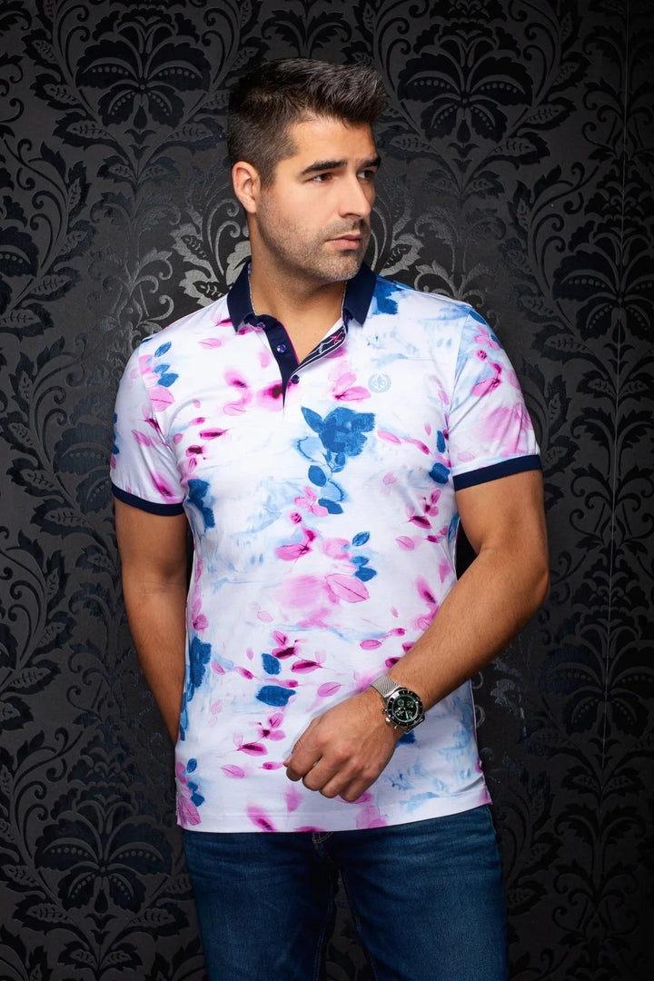 Au Noir Stretch Short-Sleeve Polo | BlossomRain Fuchsia