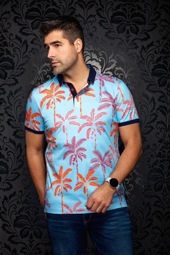 Au Noir Stretch Short-Sleeve Polo | Tidepool Orange