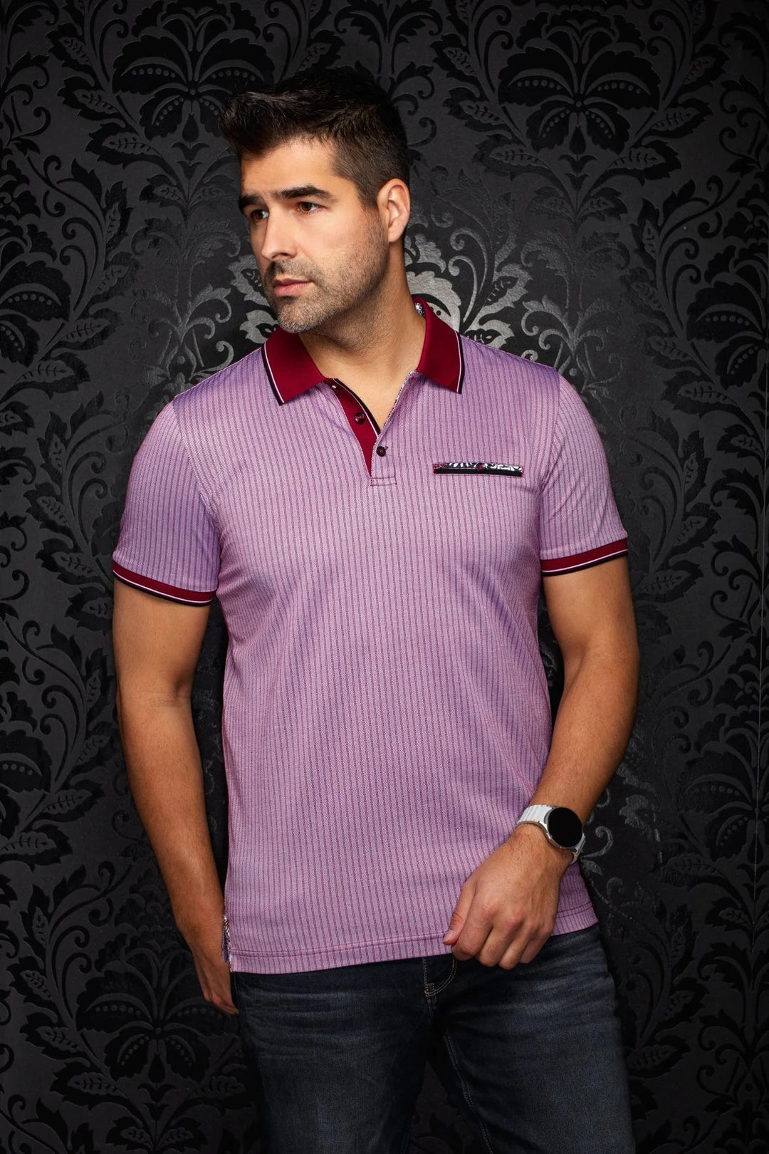 Au Noir Stretch Short-Sleeve Polo | Zagora Red