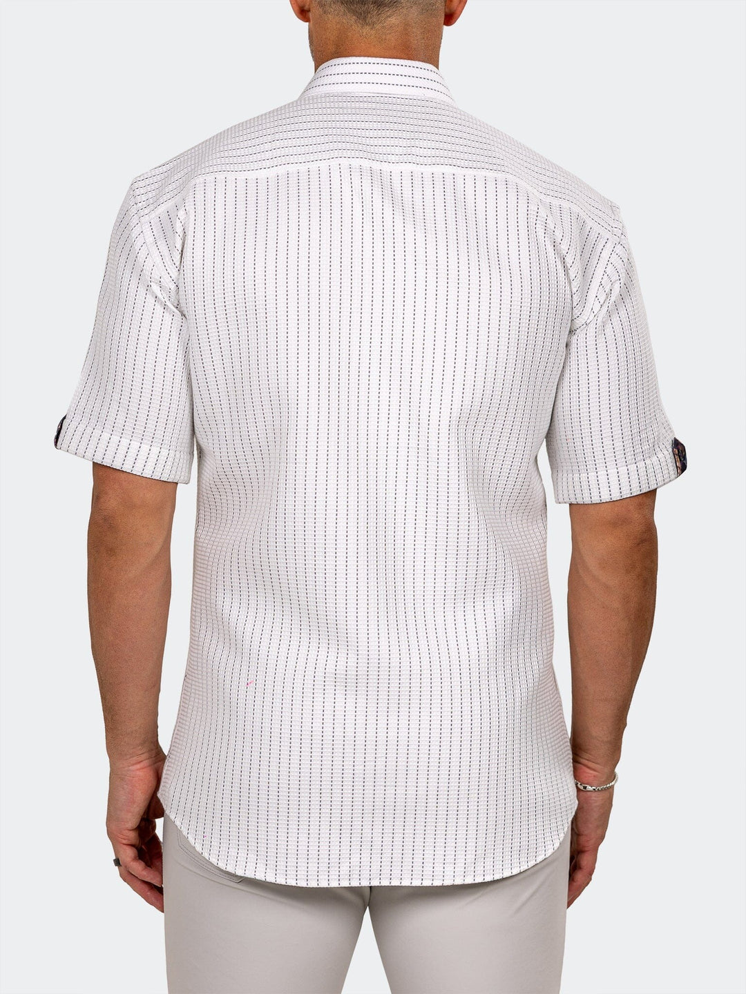 Maceoo Stretch Short-Sleeve Shirt | Galileo Marthyr Dotted White Shirt