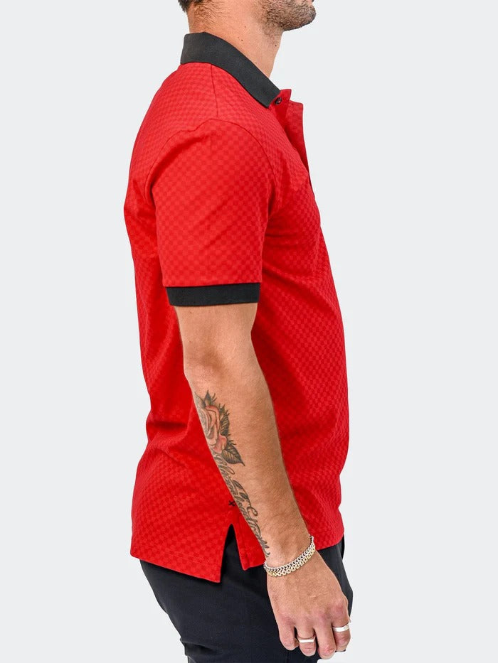 Maceoo Stretch Short-Sleeve Polos | Polo MozartSquareTip Red