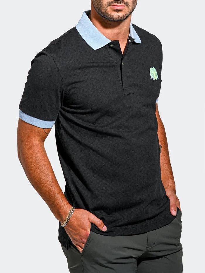 Maceoo Stretch Short-Sleeve Polos | Polo MozartSquareTip Black