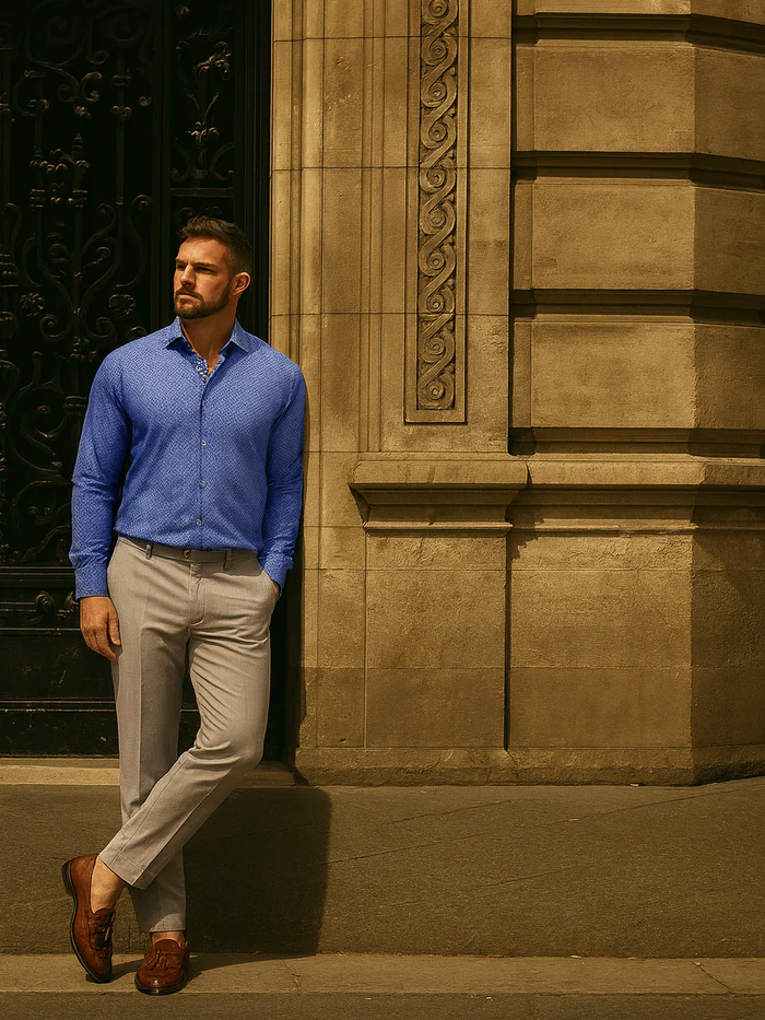 Maceoo Stretch Shirt | Eins Ascension0058 Blue