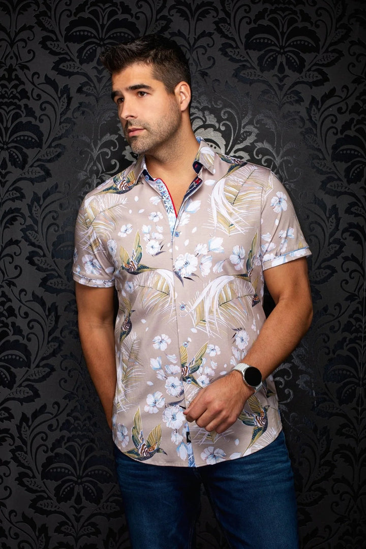 Au Noir Stretch Short Sleeve Shirt | Brasilia Stone