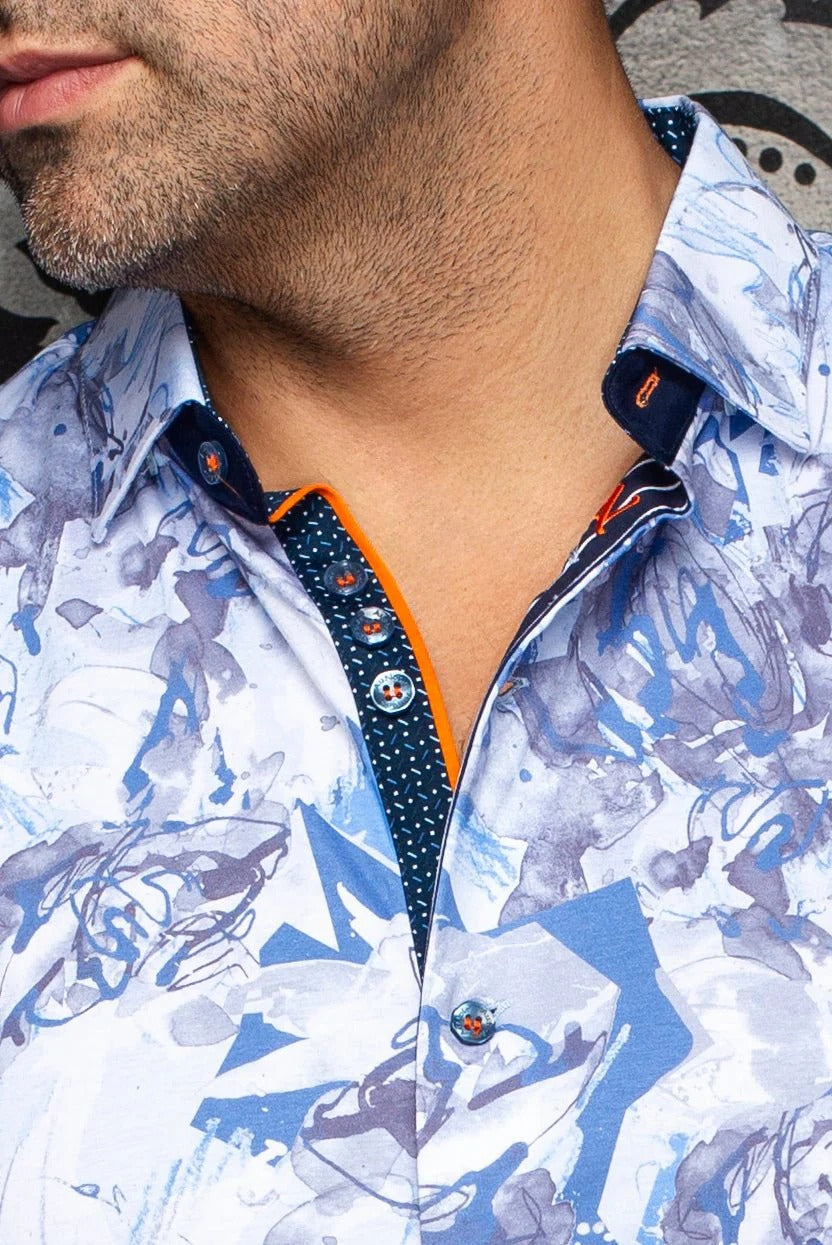 Au Noir Stretch Short Sleeve Shirt | Marbella Blue