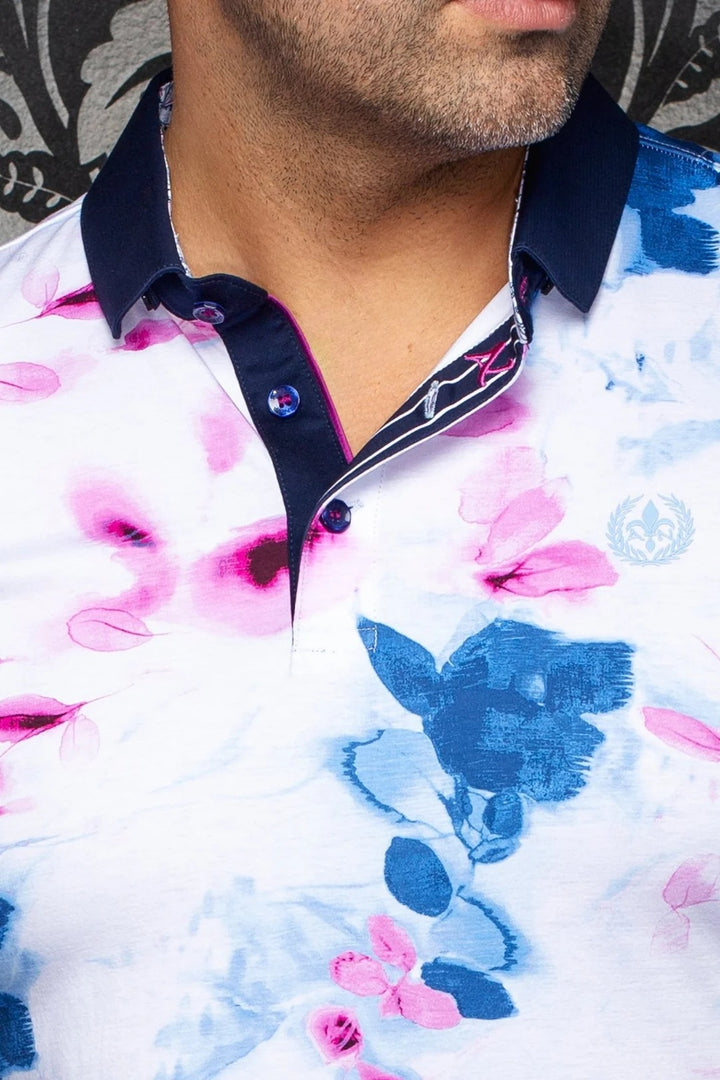 Au Noir Stretch Short-Sleeve Polo | BlossomRain Fuchsia