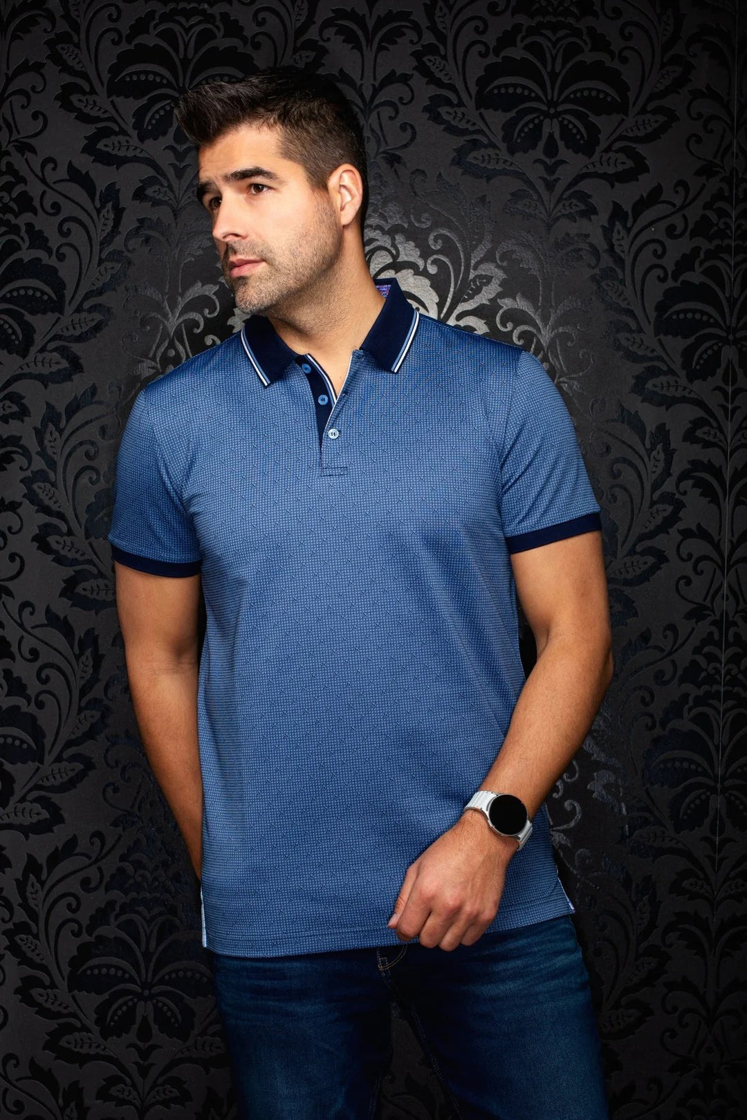 Au Noir Stretch Short-Sleeve Polo | Puntagorda Navy