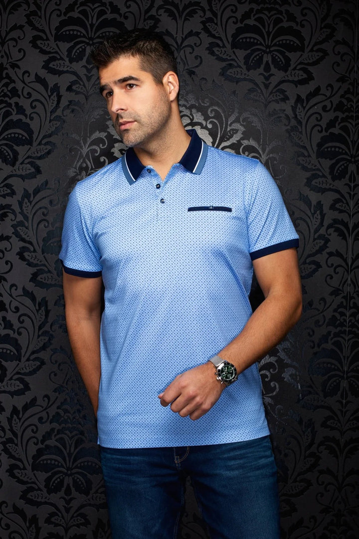 Au Noir Stretch Short-Sleeve Polo | Westbrook Light Blue