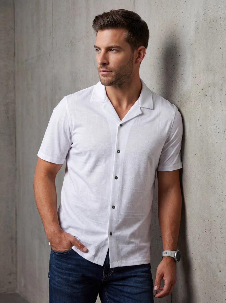 Short Sleeve Shirt Flat Collar |  Maho White [Size 2XL/6]