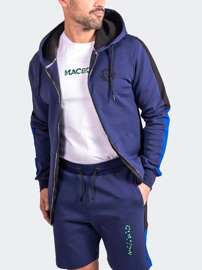 Maceoo Stretch Athletic Wear | Hoodie ResistanceEmb Blue